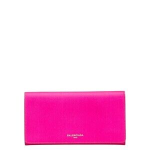 Balenciaga Logo Essential Long Wallet Pink Leather
